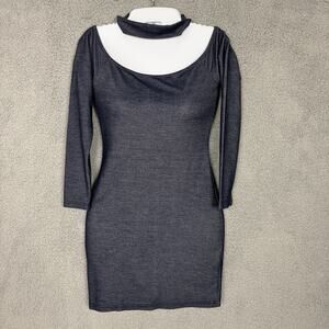Sweet Pot Women Form Fitting Dress Choker Neckline Detail Bodycon sz 8 Chambray